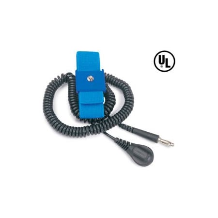 Desco Industries Inc Desco Adjustable Elastic Wrist Strap 09070 with 6 Ft Coil Cord - Black 9070